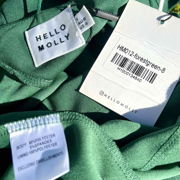 Hello Molly Outta Cash Midi Dress Dark Forest Green Size 4 Small NWT w tiny flaw - Picture 3 of 9